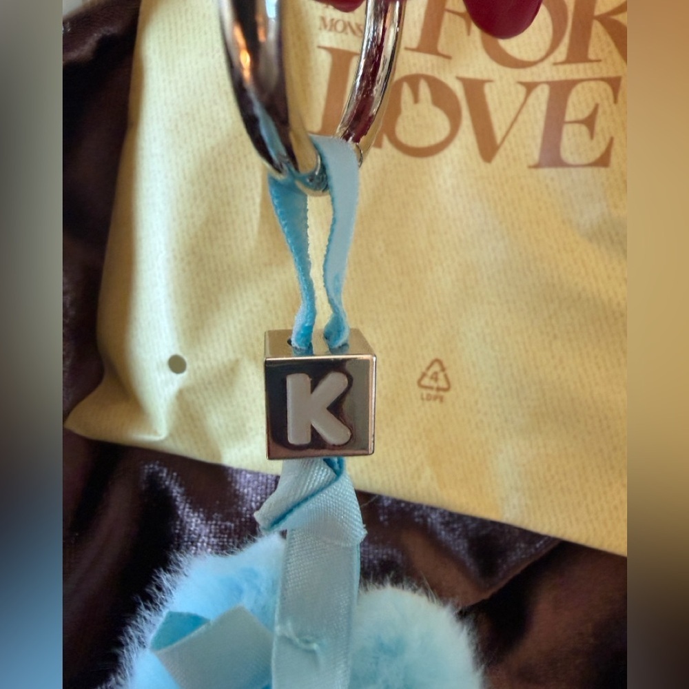 Labubu PIN FOR LOVE Letter “ K “ Key chain Charm light Blue color Pop Mart NEW - Picture 11 of 13